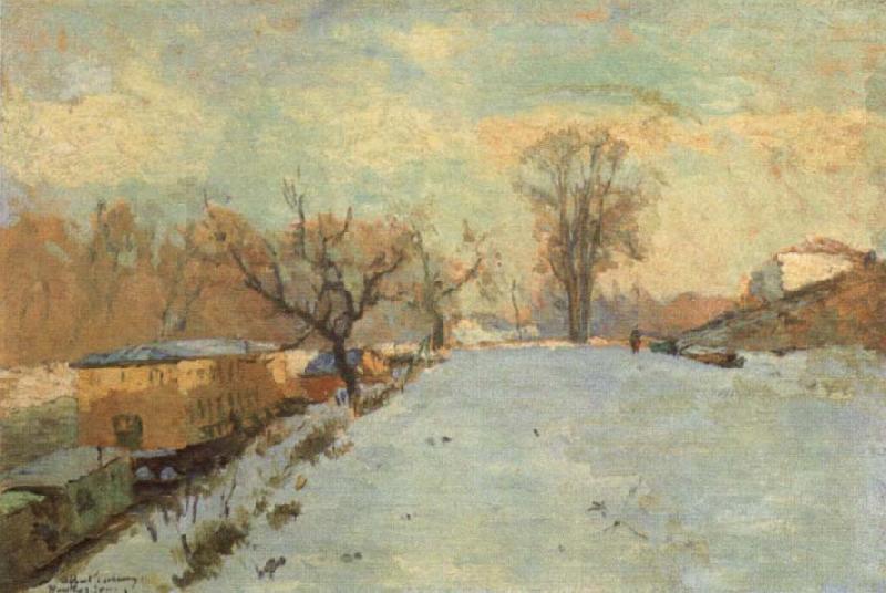 Albert Lebourg Road on the Banks of the Seine at Neuilly in Winter Sweden oil painting art